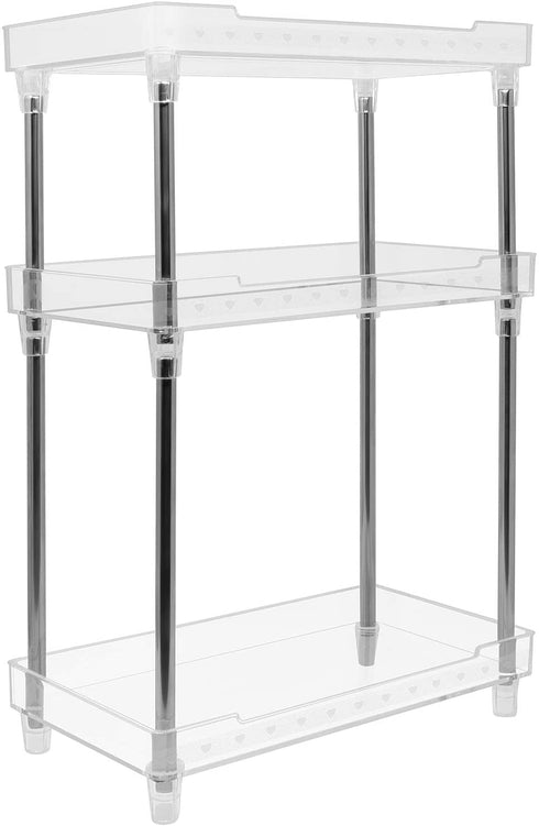 Sorbus 3-Tier Organizer Shelf Stand, Clear Storage Tray Caddy for Cosmetics, Bathroom/Kitchen Supplies,Toiletries, Counter, Vanity, Desk, Under Sink Organization