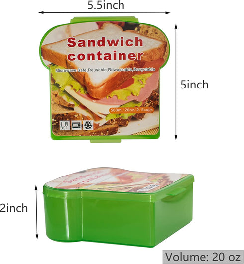 4Pcs Sandwich Containers ,Sandwich Containers for Lunch Boxes, 20oz Bread Storage Container with Lid ,Bpa-free, Microwave & Dishwasher Safe (4 Colors?