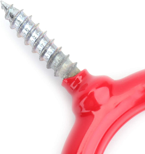 Yesland 12 Pack Screw-in Hooks Tool, Red Vinyl Coated Steel Wall Mount Utility U-Hooks Storage Household Hooks Tool Holders for Garden Tools, Shovels, Rakes & Workshop Organizer