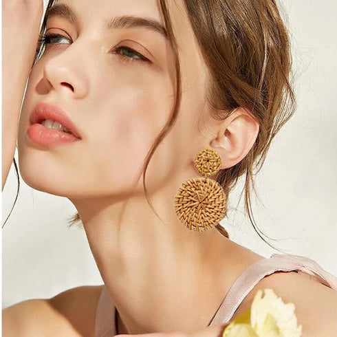 LANTAI 16 Pairs Behemian Acrylic Earrings Rattan Earrings Resin Earrings for Women Girls Leaf Dangle Earrings Mottled Hoop Earrings Gifts Jewelry