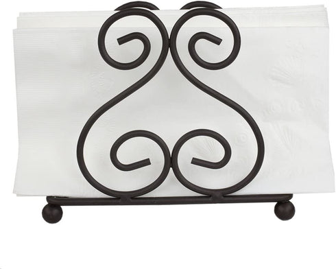 Home Basics Scroll Collection Steel Napkin Holder Freestanding Tissue Dispenser Organizer for Kitchen Countertop, Durable, Sturdy, Home Décor, Bronze