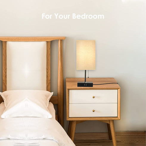 Wellwerks WiFi Table Lamp for living room, Desk Lamp with 2 USB charging ports-A port and C port, Bedside Lamp for Bedroom, Kid's Room, Dorm, Office(WiFi Bulbs Included)