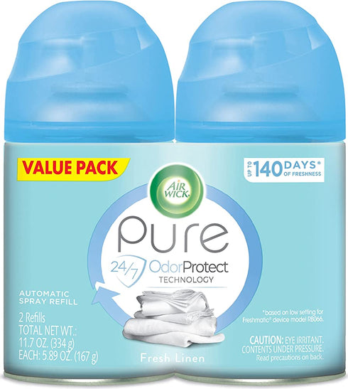 Air Wick Automatic Air Freshener Spray, Fresh Linen, 2ct, Packaging May Vary