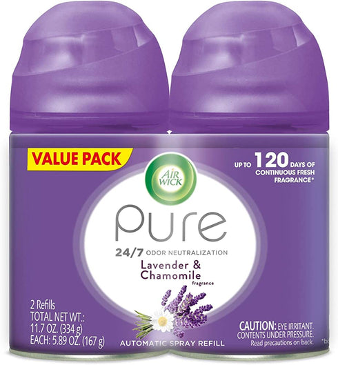Air Wick Freshmatic 2 Refills Automatic Spray, Lavender & Chamomile, Air Freshener, 5.89 Ounce (Pack of 2)