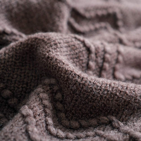 BOURINA Throw Blanket Textured Solid Soft Sofa Throw Couch Cover Knitted Decorative Blanket, 50"x60" Brown