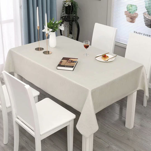 MikiUp Faux Linen Rectangle Tablecloth - Waterproof and Washable Slubby Texture Wrinkle Table Cloth, Indoor Table Cover for Kitchen Party and Banquets (58 x 84 inch, Ivory)