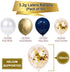 Navy Blue and Gold Confetti Balloons, 50 pcs 12 inch Pearl White and Gold Metallic Chrome Birthday Balloons for Celebration Graduation Party Balloons