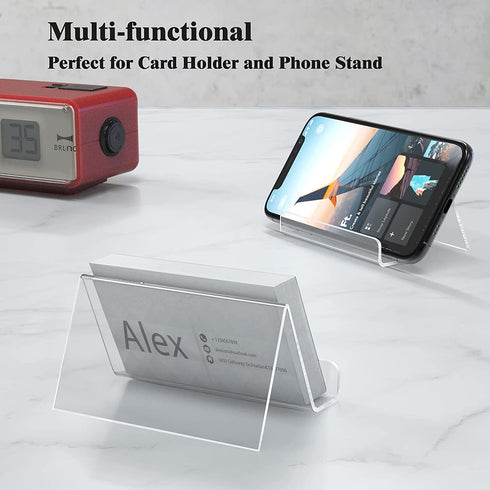 MaxGear Business Card Holder for Desk Acrylic Business Card Display Holders Clear Business Cards Holder Stand 6 Pack Desktop Plastic Name Card Organizer, Capacity: 50 Cards