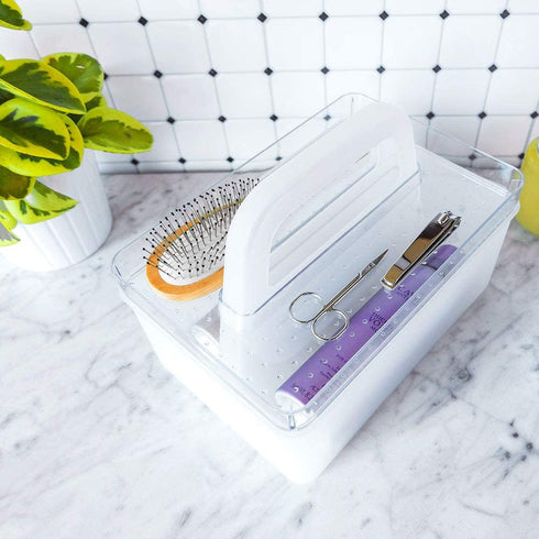 madesmart Caddy with Tray - STACK COLLECTION Stackable & BPA-Free, Medium, Frost