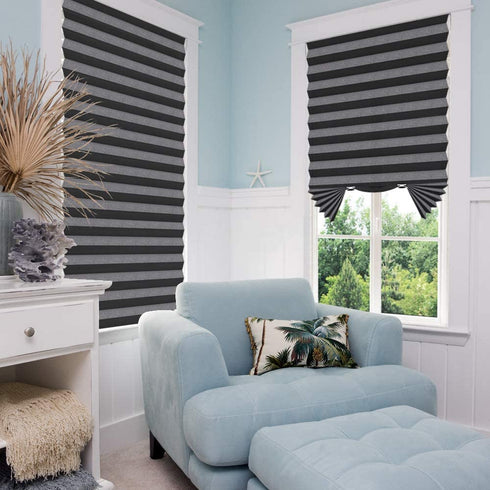 SEEYE Blackout Temporary Blinds Cordless Shades Fabric Pleated Fabric Shade Easy to Cut and Install, 48" W x 72" L - 1 Pack, Black?with 2 Clips