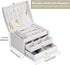 Warminn Jewelry Organizer 3 Layers Jewelry Box with Lock PU Leather Jewelry Storage Case with 2 Drawers for Earrings Bracelets Rings Necklace Watches jewelry Gift boxes for Women Girls Girlfriend Wife