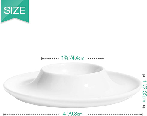 ComSaf Porcelain Egg Cups Plates with Base, Soft Boiled Egg Cup Holders White, Pack of 6