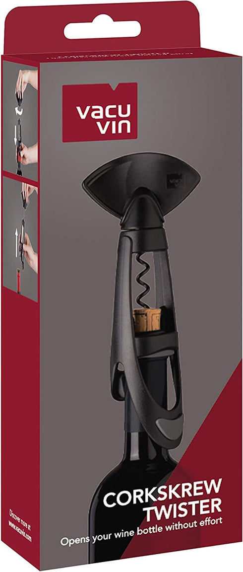 Vacu Vin Twister Corkscrew with Bottle Grip - Black