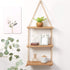 SAND MINE 3 Tier Wood Hanging Shelf, Floating Wall Swing Storage Shelves, Jute Rope Organizer Rack, Wall Shelf Plant Shelf Rope Shelf Storage Shelf Swing Shelf Floating Shelves Handmade Shelves