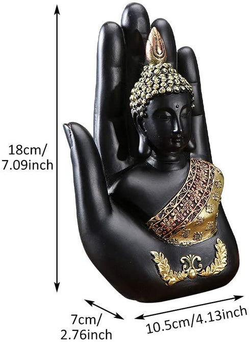 Resin Palm Buddha Statue?Buddha Sitting in Hand Statue,Meditating Thai Buddha,Home Decoration Buddha Statue?Suitable for Hallway, Bedroom, Living Room and Other Places