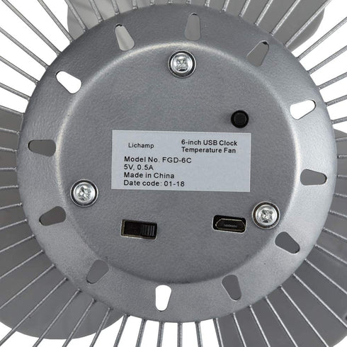 LICHAMP Clock Fan with Floating Led Time Display, Desk Usb Led Fan with Clock Light, 7"