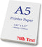 Premium A5 (8.3"x 5.83") Printer Paper - 70lb Text (105 gsm) Bright White Paper (100 Sheets)