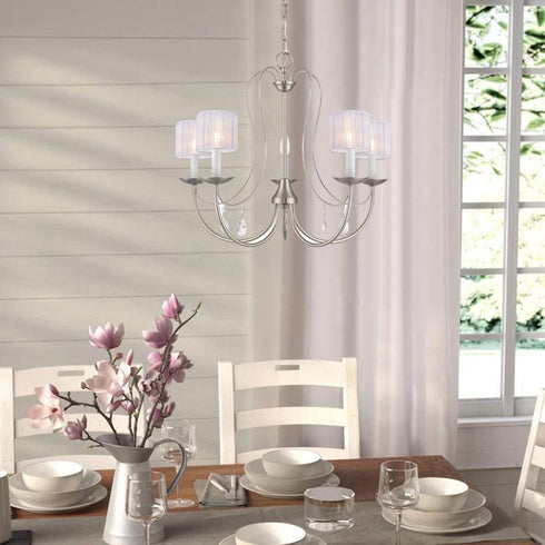 Wellmet Chandelier Shades,ONLY FOR CANDLE BULBS,Clip-on Fitter Lamp Shades,Set of 6 , 5.5"x5.5"x 5", Gauze White
