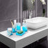 Bathroom Accessories Set, 5 PCS Resin Glass Bath Ensemble Set - Soap Dispenser + Soap Dish + Tumble Cup + Toothbrush Holder + Cotton Canister, Modern Bathroom Home Decor, Countertop Vanity Organizer