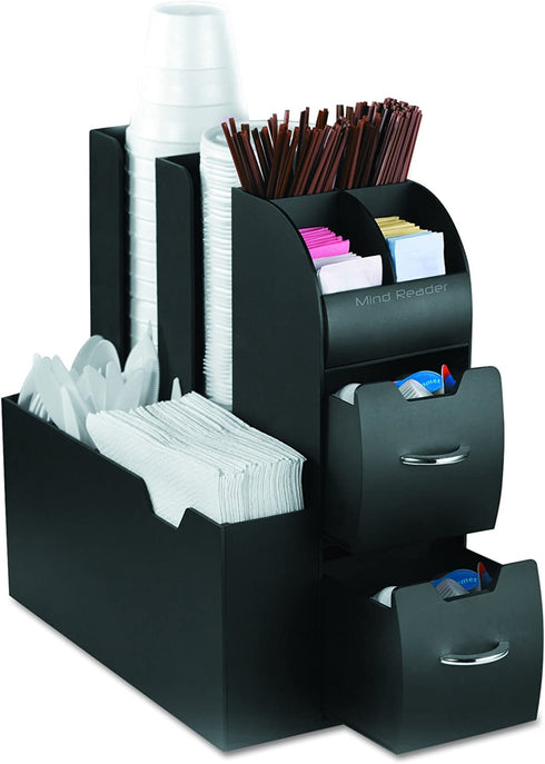 Mind Reader Coffee Upright Condiment Organizer, 6 x 12 x 12, Black