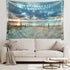 Riyidecor Ocean Beach Scenic Tapestry 80Wx60H Inch Nature Blue North Holland Brown Sundown Blue Sky Seaside Costal Scenery Landscape Sand Vivid Wall Hanging Indigenous Bedroom Living Room WW-IHTB