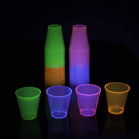 Party Essentials Hard Plastic 2-Ounce Shot/Shooter Glasses, 80-Count, Multi Neon