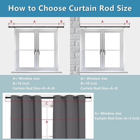 Curtain Rods for Windows 30 to 62 Inch, 1 Inch Black Curtain Rod Set, Stainless Steel Heavy Duty Drapery Rods with Adjustable Brackets for Room Divider, Bedroom, Living room, Kitchen, Bathroom, Black