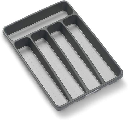 madesmart Classic Mini Silverware Tray - Granite | CLASSIC COLLECTION | 5-Compartments | Kitchen Organizer |Soft-grip Lining and Non-slip Rubber Feet | BPA-Free