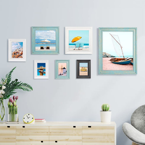 LaVie Home 4x6 Picture Frames (3 Pack, Assorted Colors) Rustic Wood Grain Photo Frame Set with High Definition Glass for Wall Mount & Table Top Display