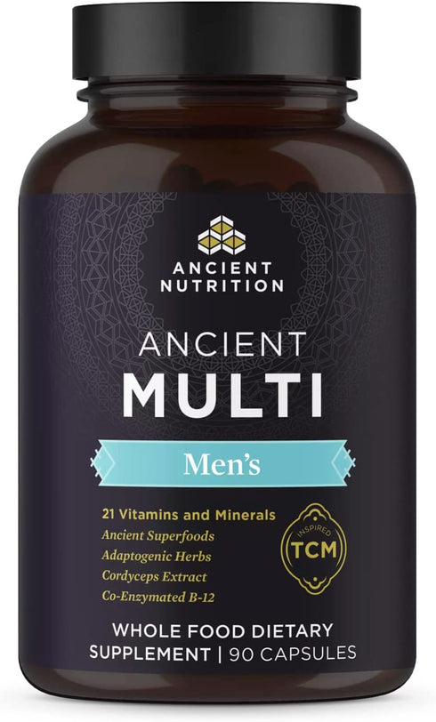 Multivitamin for Men, Ancient Multi Men's, 21 Vitamins and Minerals Including Vitamin D, C, E, B12, Zinc, Supports Healthy Immune System and Bone Health, Paleo and Keto Friendly, 90 Capsules