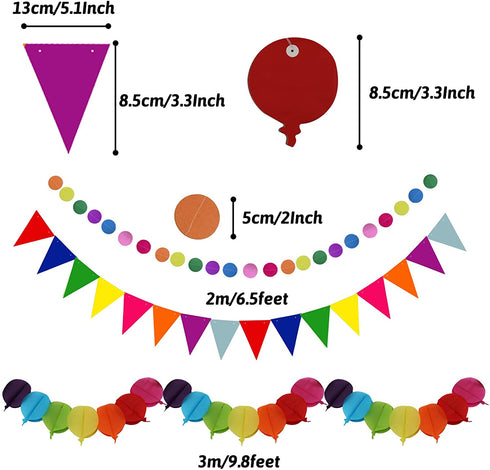 Recosis Fiesta Party Decorations, Multicoloured Tablecover Paper Fans Pompoms Paper Balloon Garlands Hanging Swirls Decorations for Fiesta Mexican Cinco De Mayo Taco Birthday Party Supplies