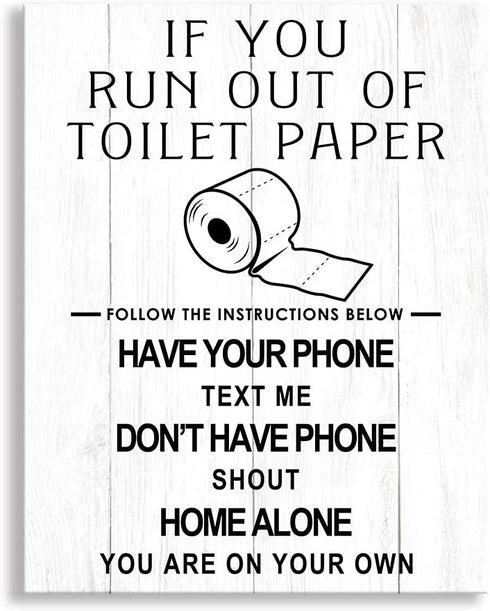 Kas Home Funny Bathroom Canvas Wall Art | Rustic Bathroom Prints Decorative Signs Framed | Restroom Washroom Wall Decor