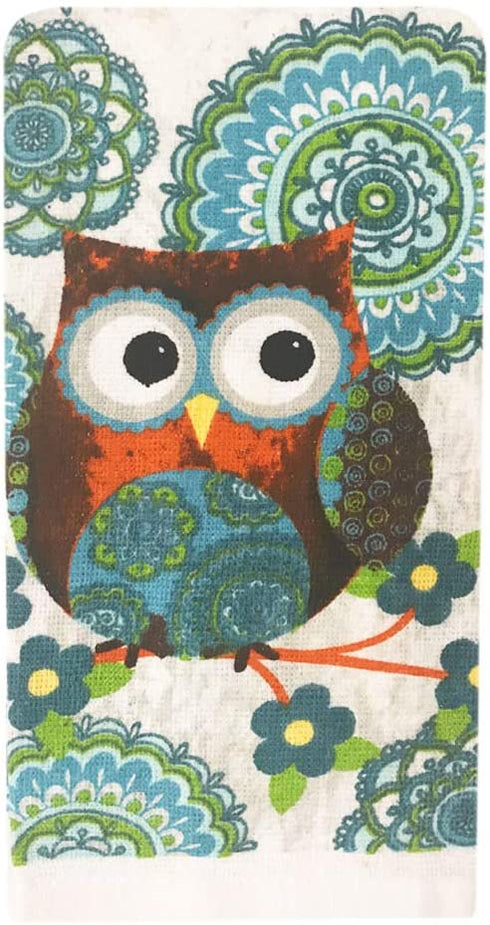 American Linen Owl Set Oven Mitts and Pot Holders - Kitchen Towels and Dish Cloths Sets - Oven Mitts - Tea Towels - Dish Cloths Set