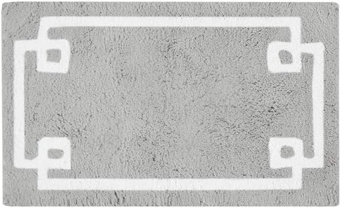 Evan Cotton Tufted Washable Bath Mat , Luxury Solid Bathroom Rugs , 20X30 inches , Grey