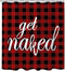 AZNWXY Get Naked Shower Curtain,Funny Naked Black Red Buffalo Check Plaid Shower Curtain,Durable Fabric Waterproof Bathroom Decor Curtain with Hooks,72x72inch