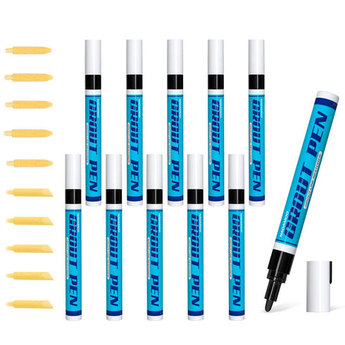 NADAMOO 10pcs Grout Pen Black with Replacement Nibs, Tile Grout Paint Pen Grout Shine Touch Up Repair Marker Tile Gap Coating to Restore and Renew The Look of Tile Grout Line