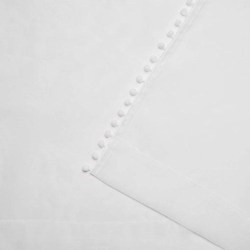 Exclusive Home Curtains Pom Pom Embellished Sheer Rod Pocket Top Curtain Panel Pair, 54x63, Winter White