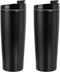 Amazon Basics Stainless Steel Tumbler with Flip Lid, Vacuum Insulated 30-Ounce, 2-Pack, Black