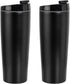 Amazon Basics Stainless Steel Tumbler with Flip Lid, Vacuum Insulated 30-Ounce, 2-Pack, Black