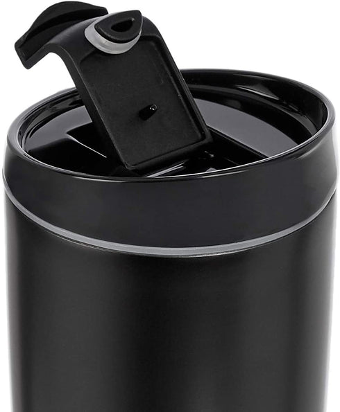 Amazon Basics Stainless Steel Tumbler with Flip Lid, Vacuum Insulated 30-Ounce, 2-Pack, Black