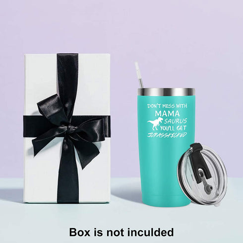 Gingprous Gifts for Mom, MamasaurusTumbler Christmas Mothers Day Birthday Gifts for Mom New Mom Pregnant Mom Wife Her, 20 Oz Stainless Steel Insulated Travel Tumbler with 2 Lids and Straws, Mint