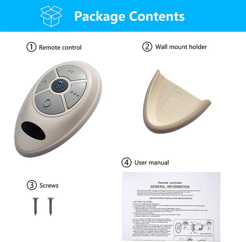 35T1 Ceiling Fan Remote Control Replacement for Harbor Breeze Allen Roth, 303.9MHz, 3-Speed, Light Dimmer, Learn Key, Replace FAN-53T FAN-11T L3HFAN35T1 FAN-35T1 L3HFAN35T FAN-35T (Remote Only)