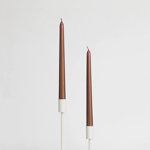 CANDWAX 10 inch Taper Candle Sticks Long Burning Set of 12 - Dripless Dinner Candles for Table Look Like Matte Metallic Candles and are Ideal for Any Occasion - Brown Glitter Taper Candles
