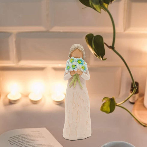 Guardian Angel Figurine, Hand Carved Collectible Figurine Decorative Ornament with Gift Box - Encouragement Gift to Show Love, Sympathy, Gratitude, Friendship or Blessing