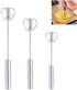 Eggbeater, Semi-Automatic Manual Eggbeater, Stainless Steel Semi-automatic Rotary Eggbeater, Hand-Push Rotary Mixer, Semi-Automatic Eggbeater Use to Eggs, Flour, Milk, Cream and Coffee 3 Pack