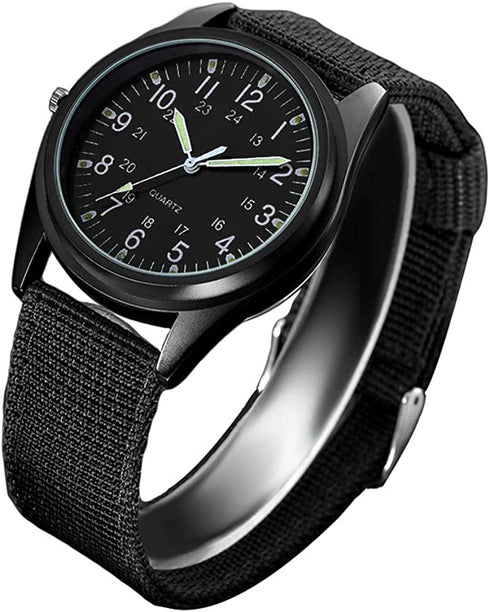 Fashion Nightlight Mens Women Watch Nylon Knitted Sports Leisure Quartz Watch for Army,Nurses,Doctors,Students and Medical Professionals with Second Hand
