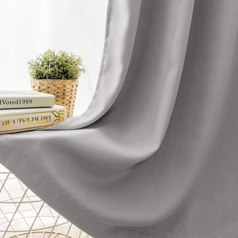 Vangao Blackout Curtains for Bedroom Living Room Darkening Curtains 84 Inch Long Thermal Insluated Black Out Drapes Noice Ruducing Triple Weave Window Treatment Panels Grommet Top 2 Panels Grey
