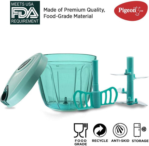 Pigeon Vegetable Chopper | Handy and Compact Manual Food Chopper with Stainless Steel Blades | 0.9 Liters |Large Hand Powered| Onion Chopper | Vegetable Cutter | Veggie chopper | Pull Chopper