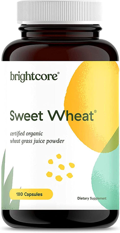 Brightcore Nutrition Sweet Wheat, Ready-to-Drink Athletic Greens, Super Greens with Digestive Enzymes for Digestive Health and Immune Boost, 180 Wheatgrass Juice Powder Capsules