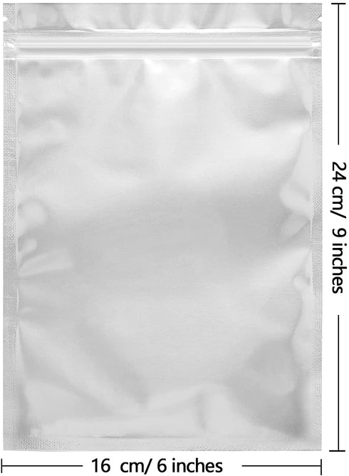 100 Pack Mylar Bags for Food Storage - 6 x 9 Inch Resealable Smell Proof Bags Aluminum Foil Packaging Pouch Bag Silver
